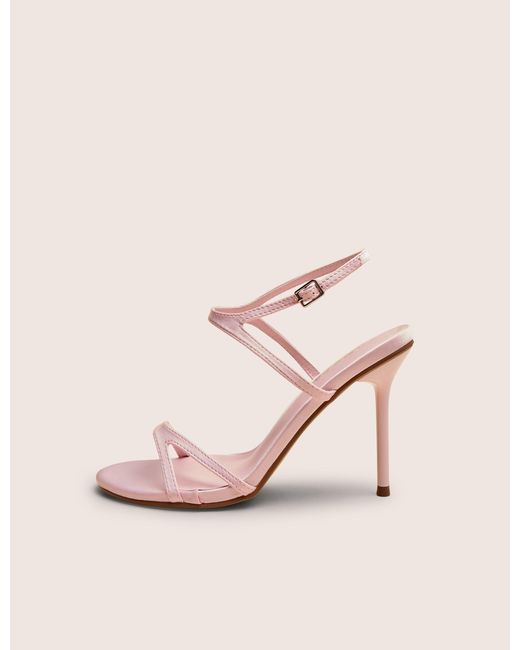 Public Desire Samba Baby Pink Satin Strappy Barely There Stiletto High Heels