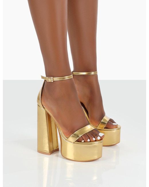 gold strappy platform heels
