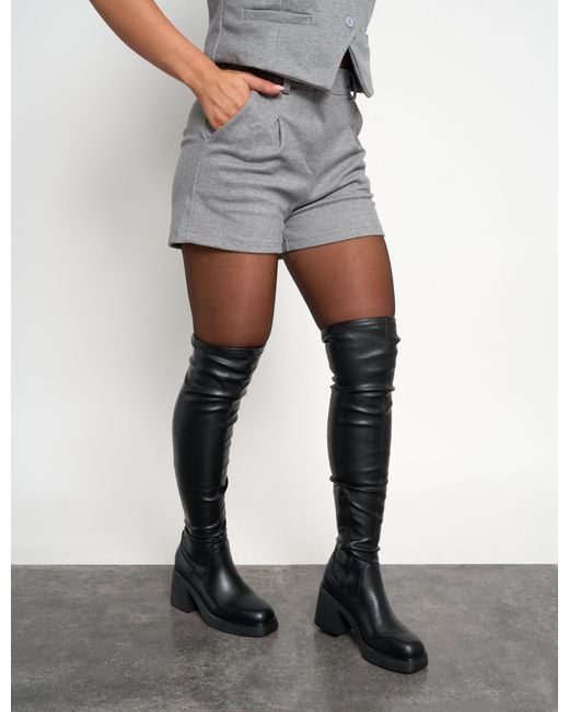 Public Desire Multicolor Soft Tailored High Waisted Shorts Co Ord Grey