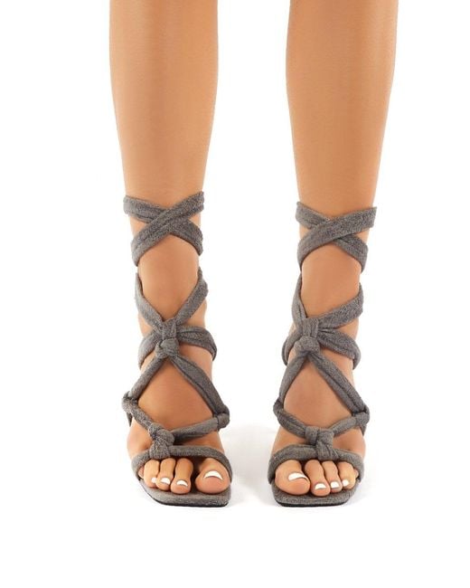 Gray tie up heels cheap