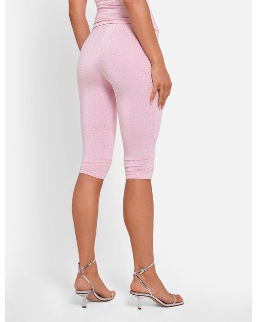 Public Desire Hotfix High Waist Luxe Slinky Capri Pants Pink