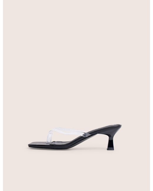 Public Desire Natural Everlast Black Perspex Thong Flip Flop Heels