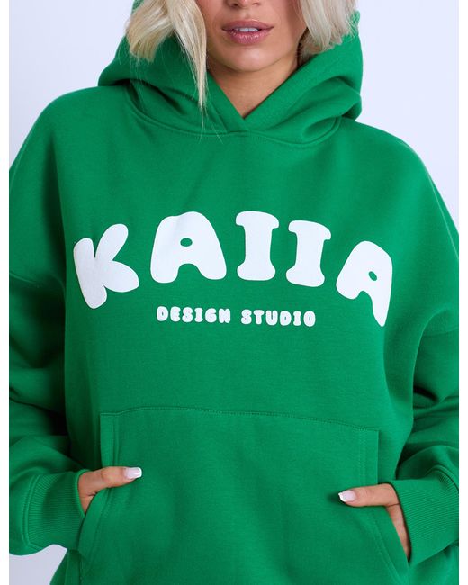 Public Desire Kaiia Design Bubble Logo Oversized Hoodie Green