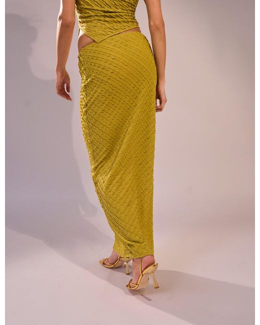 Public Desire Multicolor Kaiia Textured Column Maxi Skirt Co-ord Lime