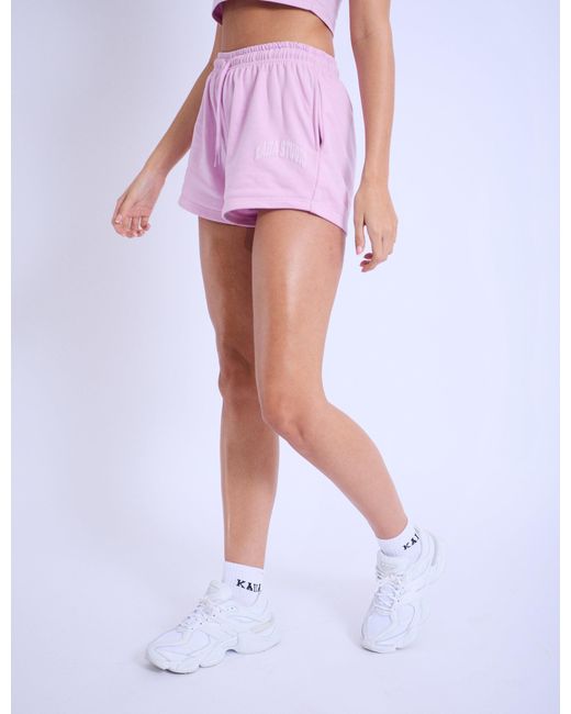 Public Desire White Kaiia Studio Bubble Logo Mini Sweat Shorts Lavender