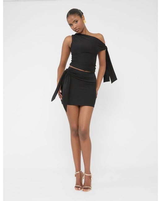 Public Desire Knot Detail Luxe Slinky Mini Skirt Black