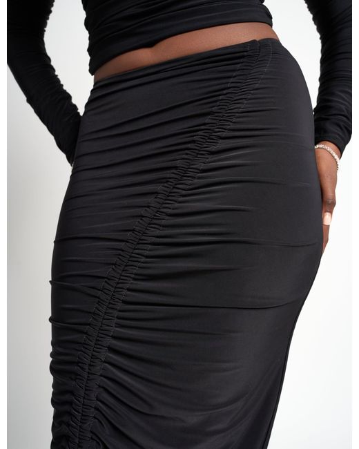 Public Desire Ruched Maxi Skirt Co Ord Black