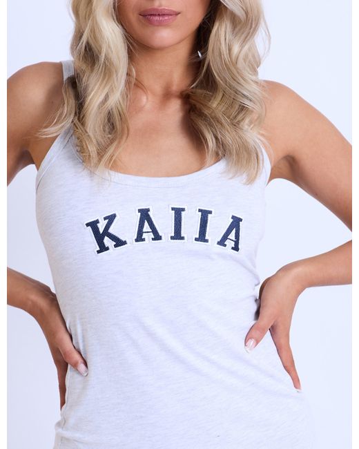 Public Desire White Kaiia Logo Mini Cami Dress Light Grey Marl