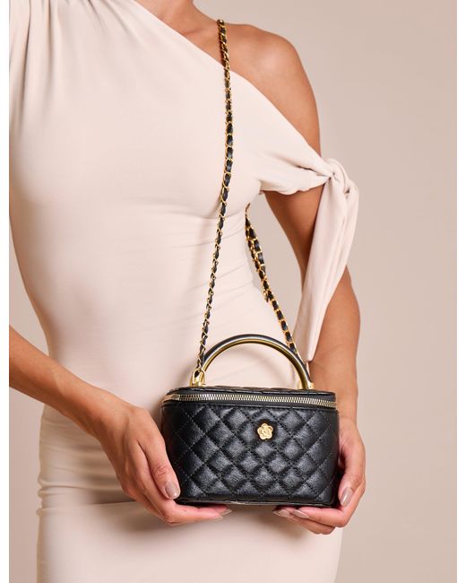 Public Desire Multicolor The Florence Top Handle Quilted Vanity Bag Black