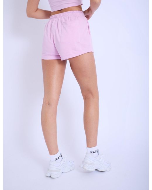 Public Desire White Kaiia Studio Bubble Logo Mini Sweat Shorts Lavender