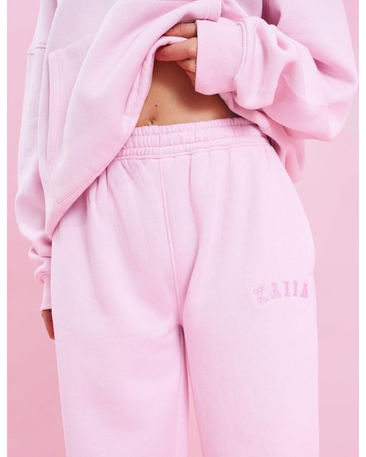 Public Desire Kaiia Logo Wide Leg Sweat Pants Baby Pink