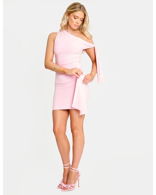 Public Desire Knot Detail Luxe Slinky Mini Skirt Soft Pink