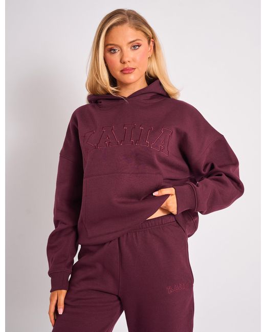 Public Desire Purple Kaiia Slogan Oversized Hoodie Plum