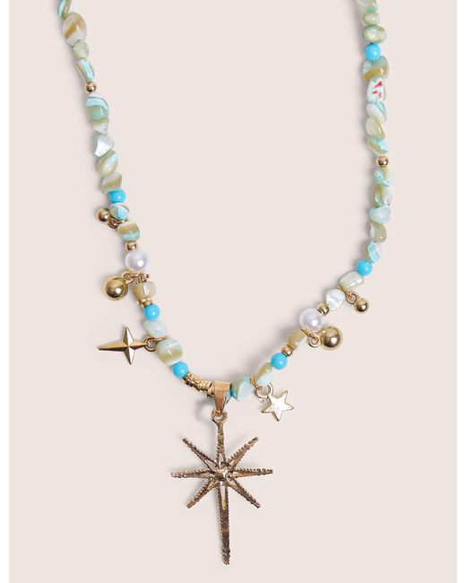 Public Desire Natural Blue Beaded Star Embellished Necklace