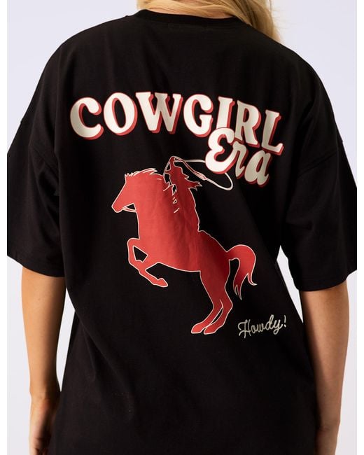 Public Desire Kaiia Cowgirl Era Oversized T-shirt Black