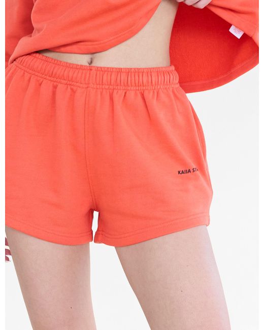 Public Desire Red Kaiia Studio Mini Sweat Shorts Orange