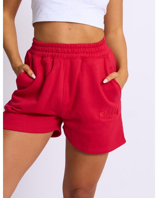 Public Desire Kaiia Logo Sweat Shorts Red