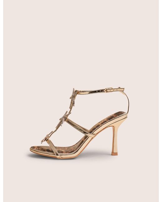 Public Desire Natural Starburst Gold Mirror Pu Starfish Detail Leopard Stiletto High Heels