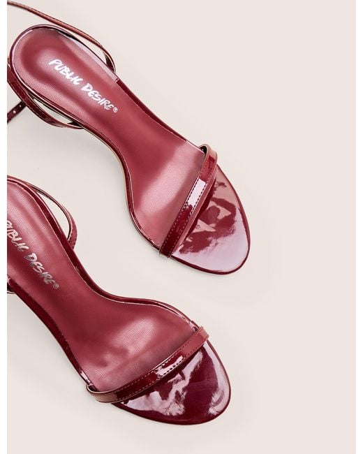 Public Desire Pink Selene Burgundy Patent Curved Heels Barely There