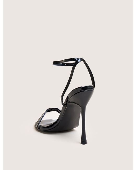 Public Desire Natural Soho Black Patent Barely There Strappy Stiletto Heels