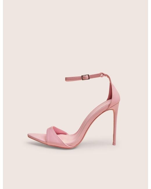 Public Desire Kelisa Pink Pu Pointed Toe Barely There Stiletto High Heels