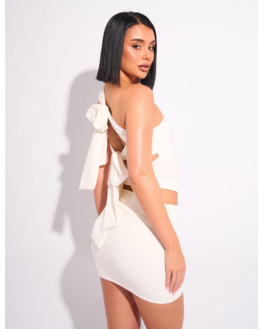 Public Desire Tie Back Luxe Slinky One Shoulder Top White