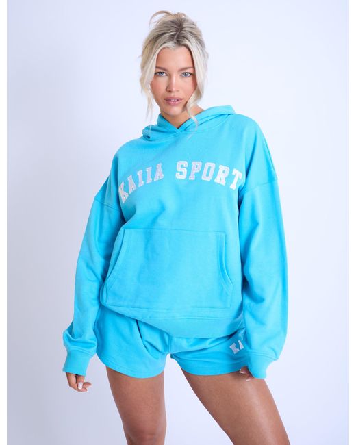 Public Desire Blue Kaiia Sport Oversized Hoodie Turquoise