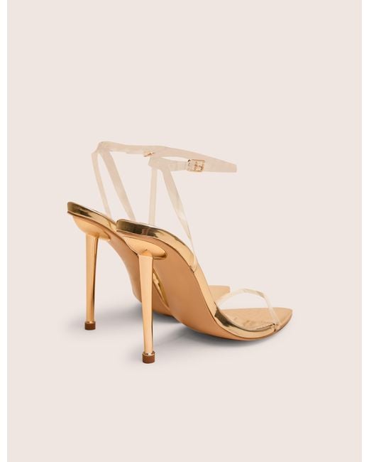 Public Desire Pink Legacy Perspex Mirror Gold Clear Barely There Stiletto High Heels