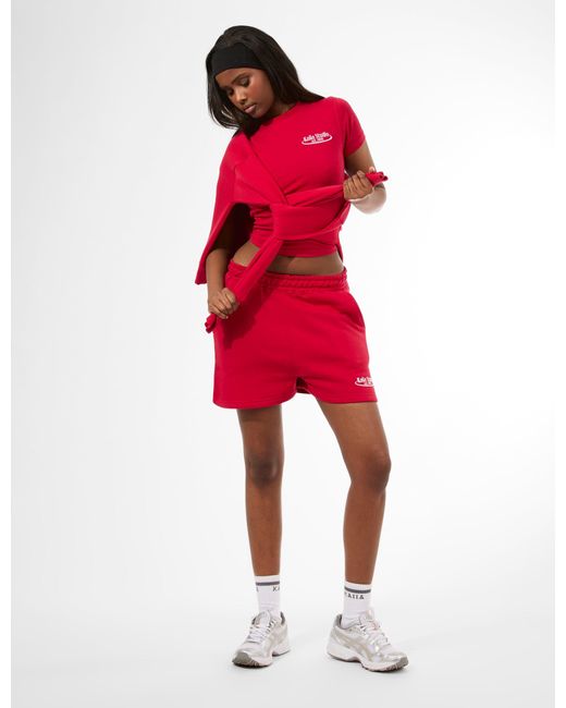 Public Desire Kaiia Running Club Logo Longline Baby Tee Red
