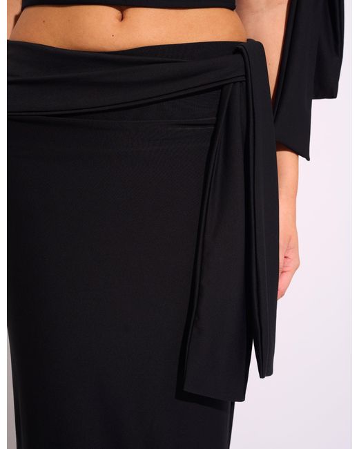 Public Desire Multicolor Knot Detail Luxe Slinky Maxi Skirt Black
