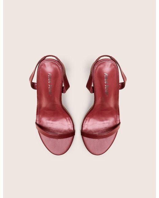 Public Desire Pink Barely Wide Fit Burgundy Pu Round Toe Slingback Stiletto Heels