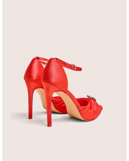 Public Desire Meant To Be Red Satin Diamante Heart Court Stiletto Heel