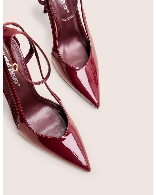 Public Desire Pink Allegedly Burgundy Patent Cut Out Detail Ankle Strap Court Shoes