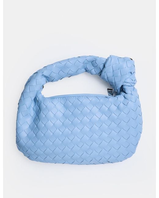 Public Desire The Blame Baby Blue Woven Pu Knot Detail Mini Pu Bag