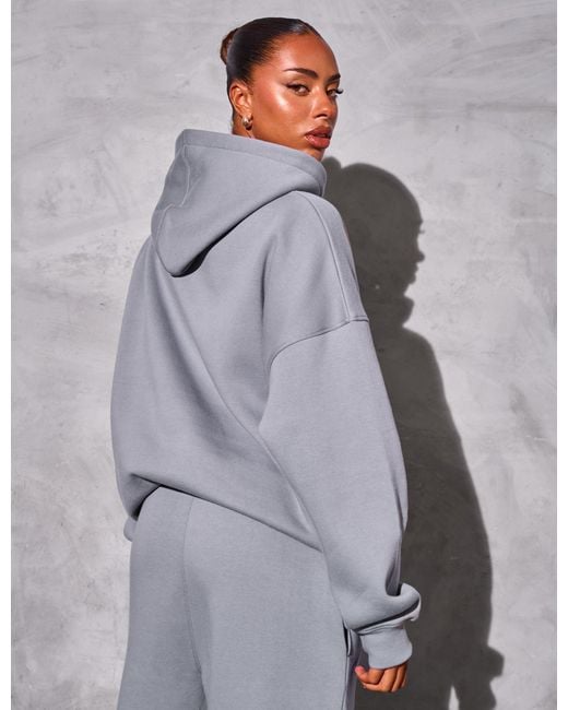 Public Desire Gray Kaiia Slogan Oversized Hoodie Dove Grey