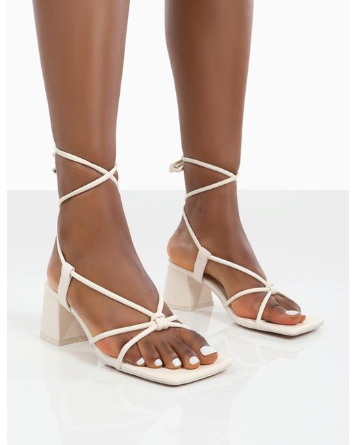lace up white heeled sandals