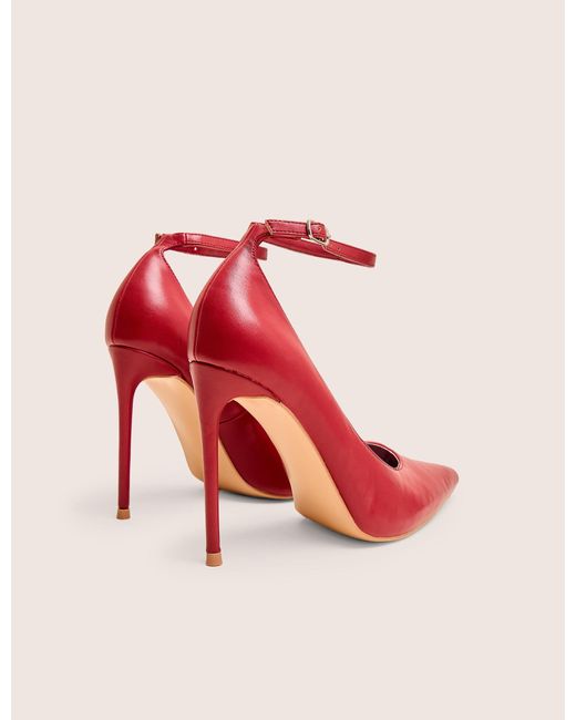 Public Desire Pink Chantilly Red Ankle Strap Detail Court Shoes