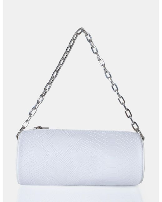 Public Desire The Claudia White Croc Shoulder Bag