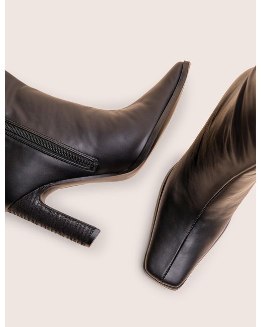 Public Desire Blue Acquilla Black Knee High Flared Heel Boots