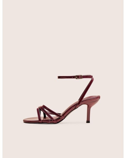 Public Desire Pink Juliette Burgundy Minimal Strap Detail Kitten Heels