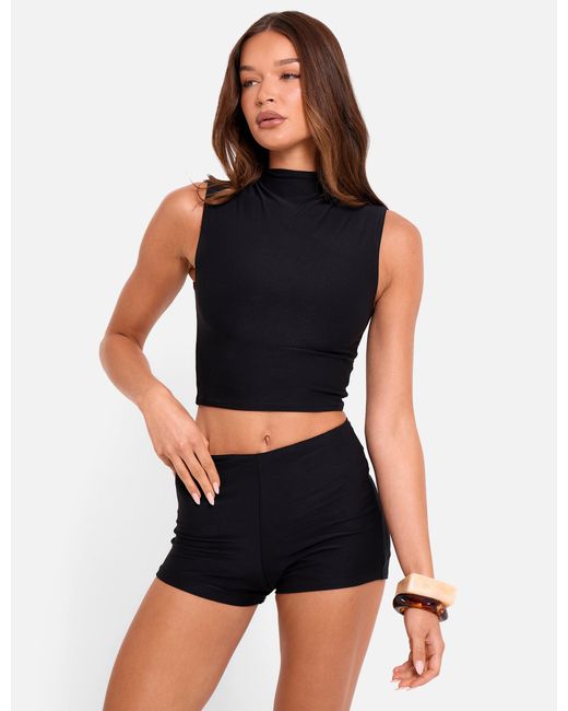 Public Desire High Waist Luxe Slinky Mini Hot Pants Black