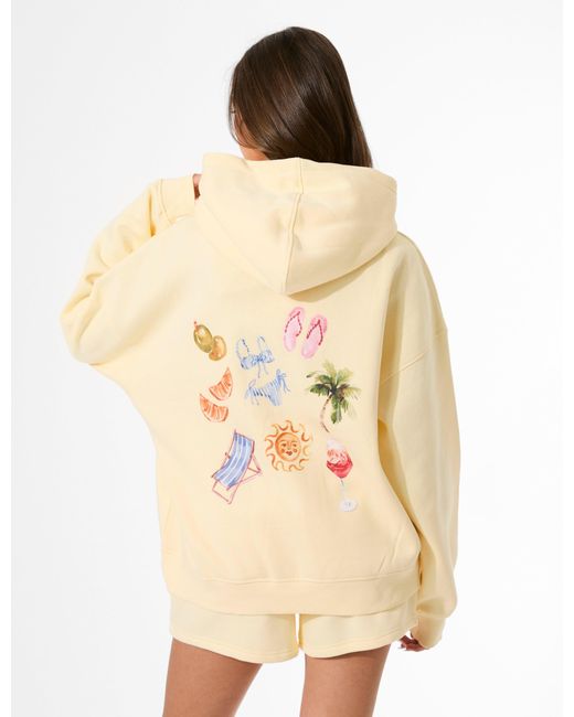 Public Desire Natural Kaiia Summer Back Graphic Oversized Hoodie Lemon