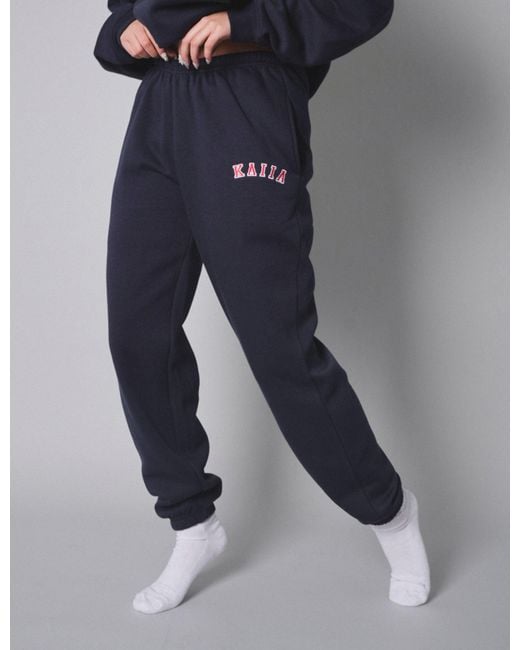 Public Desire Blue Kaiia Logo Cuffed Joggers Navy With Red