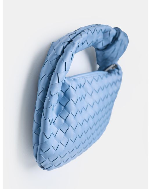 Public Desire The Blame Baby Blue Woven Pu Knot Detail Mini Pu Bag