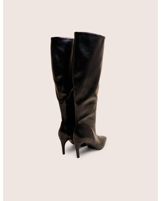 Public Desire Jenny Black Curved Heel Knee High Boots