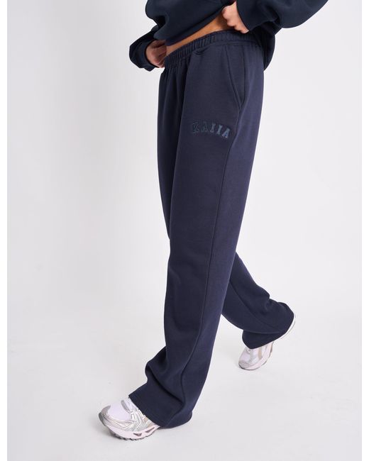 Public Desire Blue Kaiia Logo Wide Leg Sweat Pants Navy