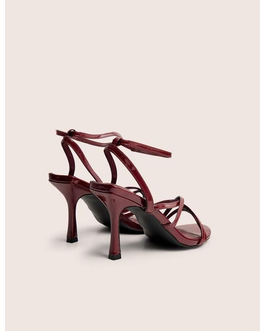Public Desire Pink Free Spirit Wide Fit Burgundy Strappy Mid Heel