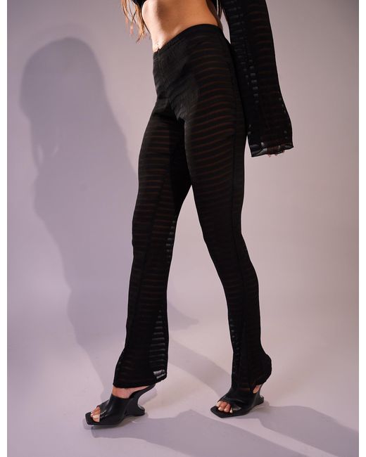 Public Desire Multicolor Laddered Mesh Straight Leg V Waist Pants Black