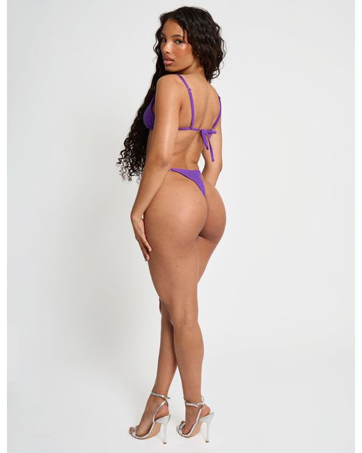 Public Desire Multicolor Diamante Detail Bikini Bottoms Purple