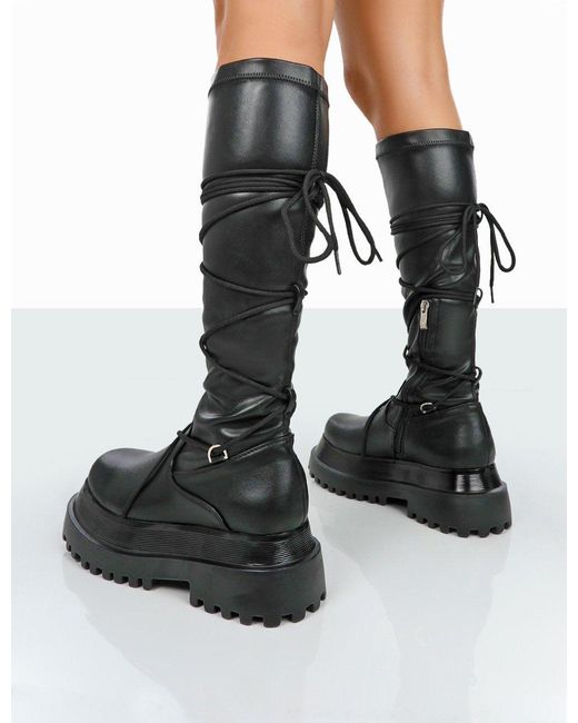 andi black knee high chunky sole boots
